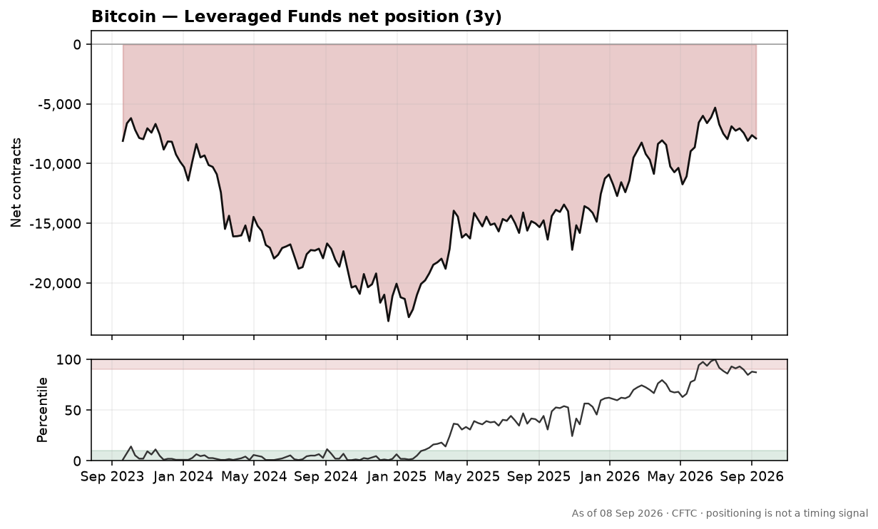Bitcoin speculative positioning chart